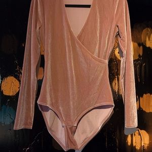 Madewell velvet wrap bodysuit  blush pink medium never worn